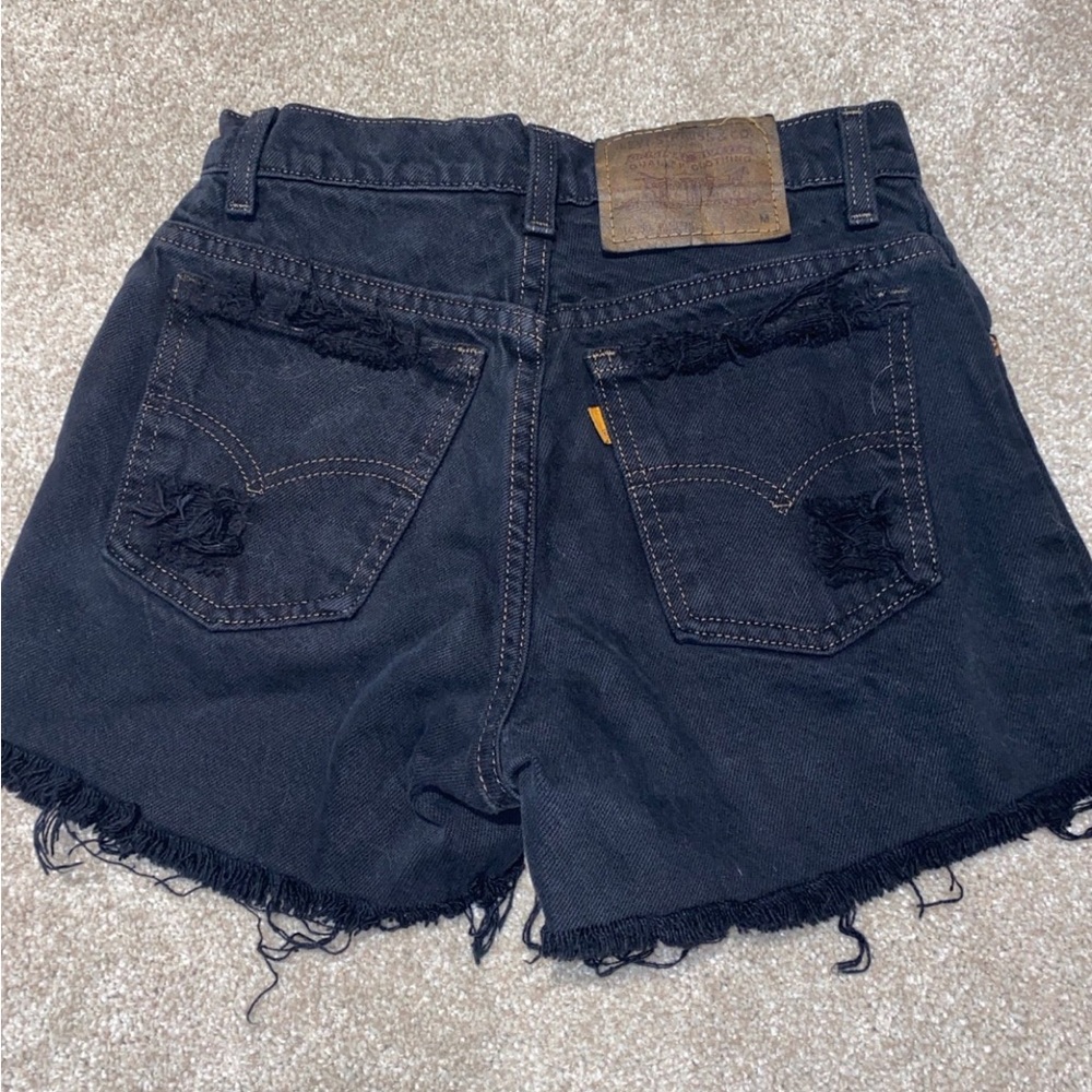Vintage Orange Tab Black Distressed Levi’s Shorts Size 3‎ - Picture 2 of 6